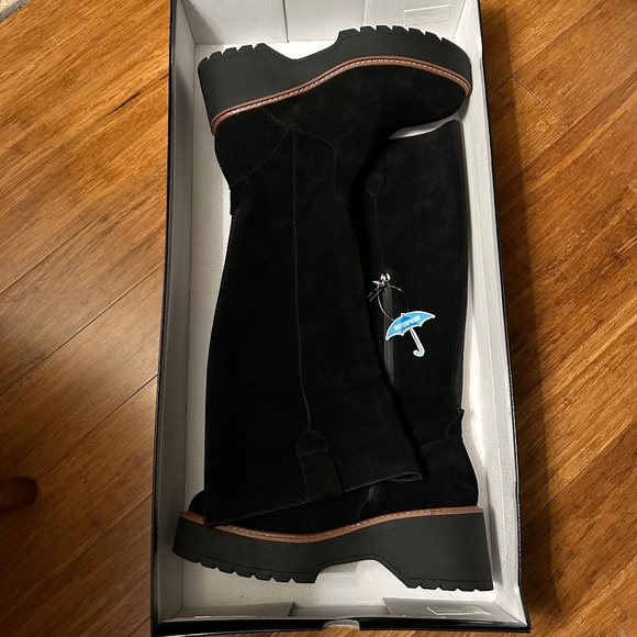 Aqua College Gina Black Suede Leather Boots, Tall Knee High, Size 9.5 M - Picture 10 of 16